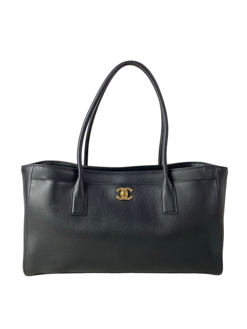 Chanel Shoulder Bag Small Shopping Black CC Logo Gold
